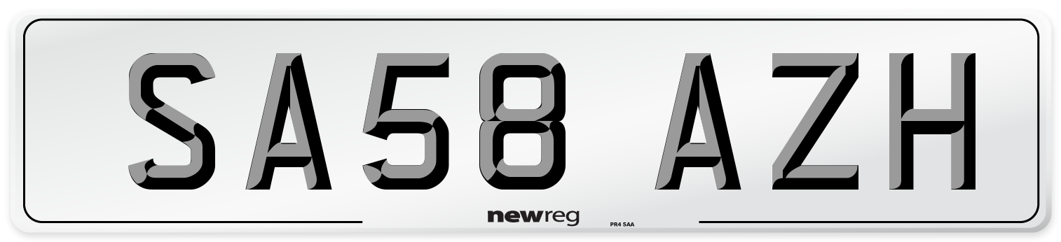 SA58 AZH Number Plate from New Reg